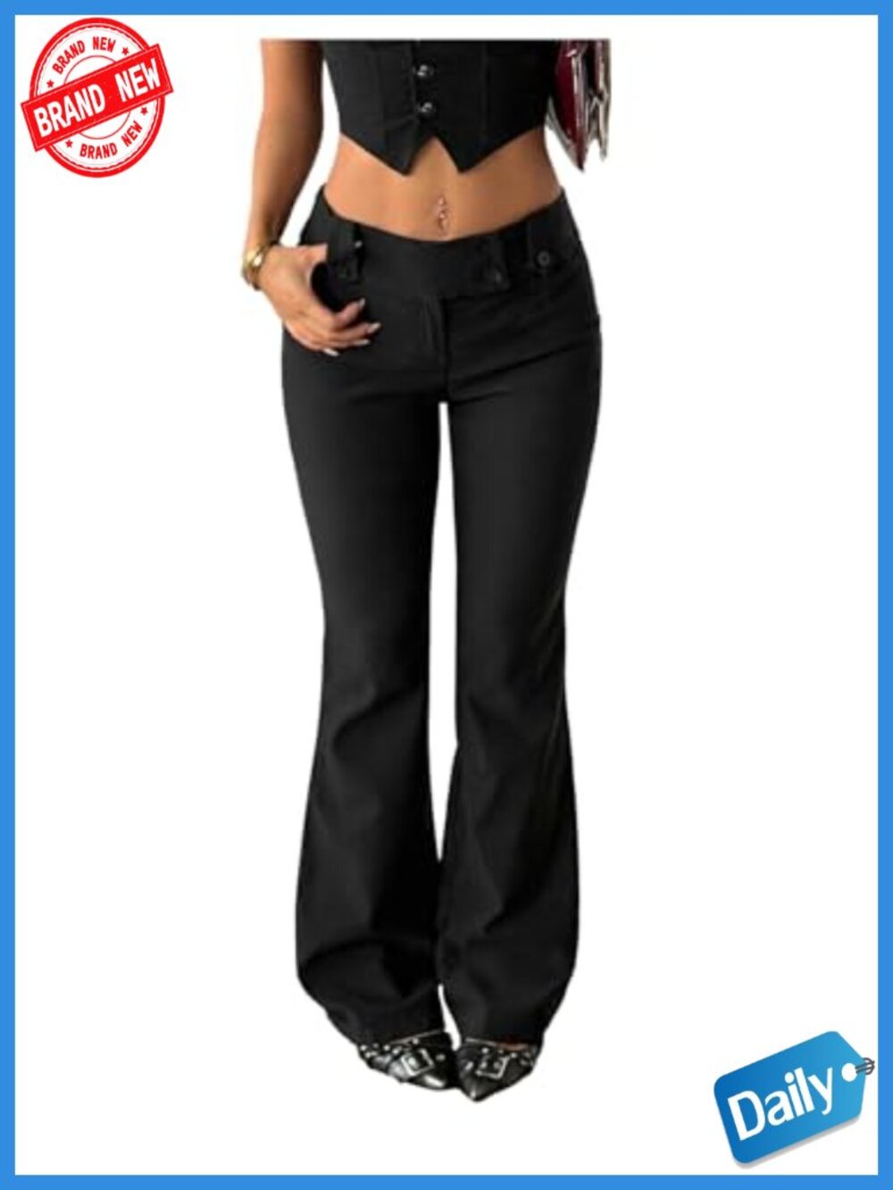 Women's Low Rise Flare Dress Pants Work Trousers Slim Fit